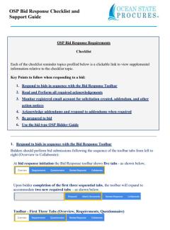OSP Bid Response Checklist and Support Guide